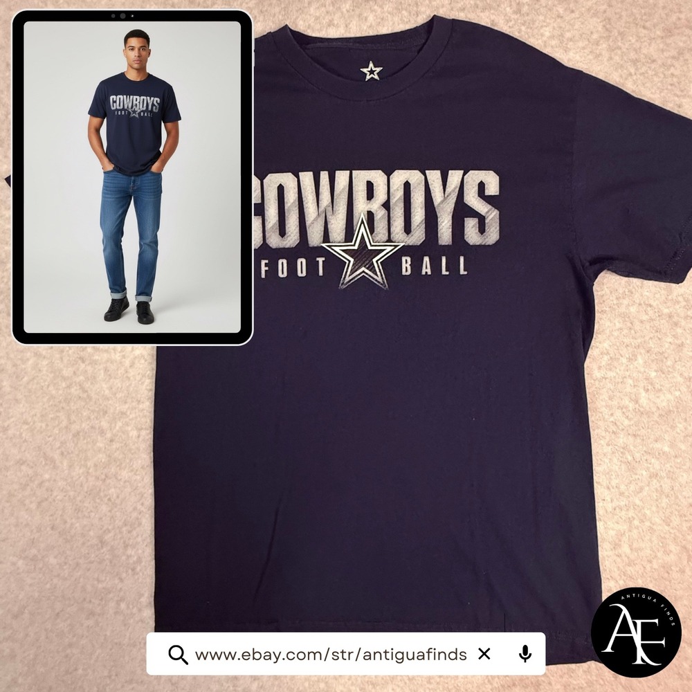 Dallas‎ Cowboys Authentic Mens T-Shirt Navy Blue Football Star Logo Large L